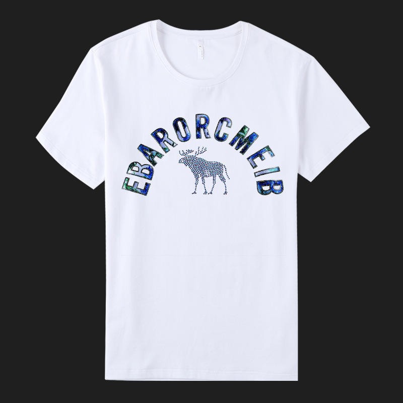 Spot Wholesale Men's Casual Vintage Patchwork T-shirt with Raised Rubber Print and Eco-Friendly Features