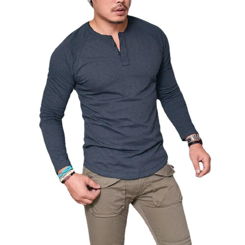 Wholesale Sport T-Shirts Long Sleeves Fashionable Solid Color OEM Men's Casual Shirt 220 Gram Knitted Fabric Plain Dyed Low MOQ