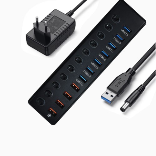 Hot USB HUB 3.0 Splitter Multi USB 3.0 HUB USB 11 Port Multiport Hab PC Accessories with Power Adapter for Computer